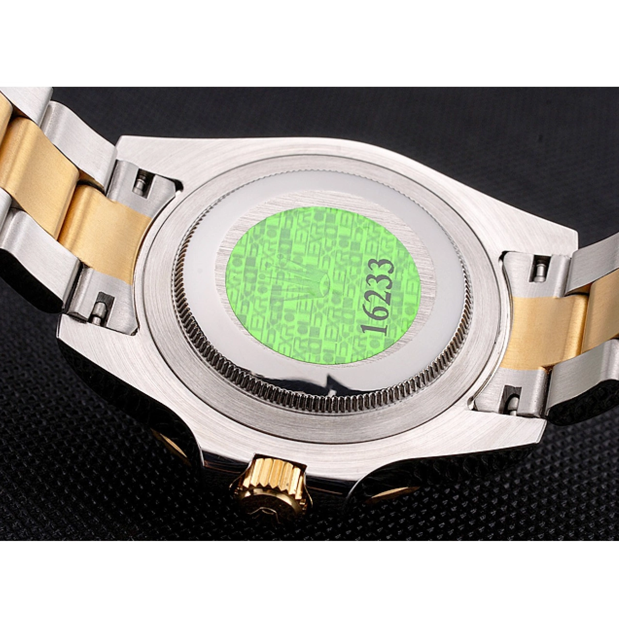 Rolex aaa copy Submariner Swiss Steel Rolex And Dial Tone Two Gold Bracelet Bezel Green 0625